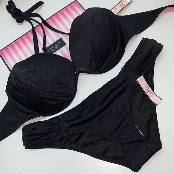 🔥🏖VICTORIA SECRET  swimsuit top 34D /push-up/bottom Small  New#7 - Picture 1 of 11